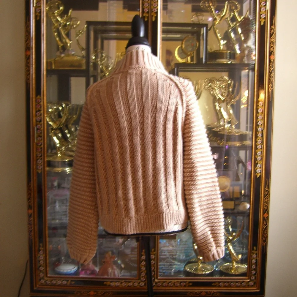 Free People Sweetheart Tan Chunky Mock Neck Sweater S - Picture 3 of 4